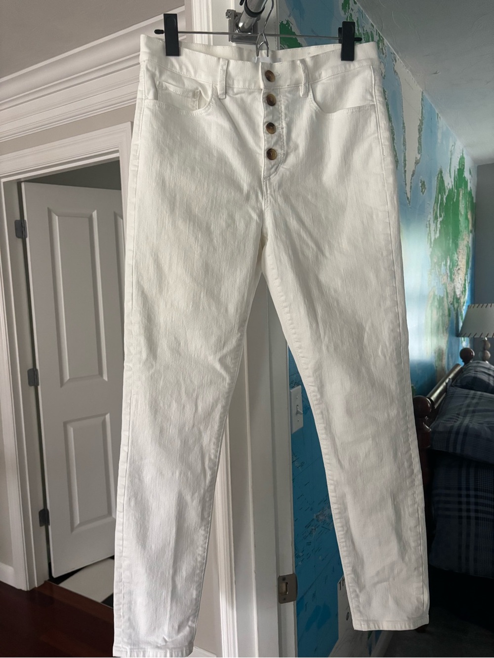 White High-Rise Loft Button-Fly Women's Jeans Size 6 28